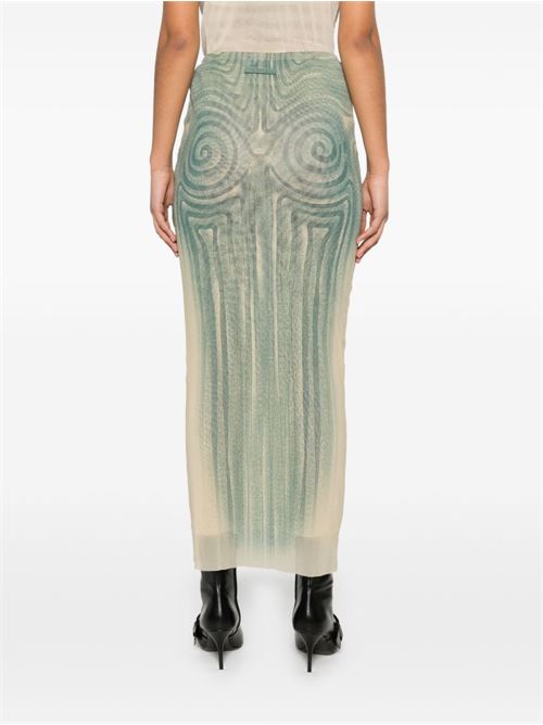 Spiral Printed Mesh Long Skirt JEAN PAUL GAULTIER | 2534FJU166T5870351